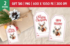Merry Christmas Gift Tags Printable Templates PNG Deer Product Image 1