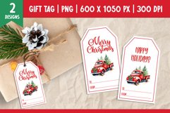 Merry Christmas Gift Tags Printable Vintage Red Truck PNG Product Image 1
