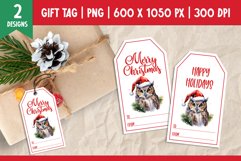Merry Christmas Gift Tags Printable Template Owl PNG Product Image 1