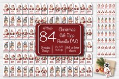Christmas Gift Tags Bundle Christmas tag printable PNG with watercolor Santa and cute Owl printable Design. The Bundle contains 84 tags individually, 84 us letter sheets per tag with 10 gift tags.