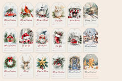Christmas card, Watercolor greeting Card, Gift Tag Bundle Product Image 3