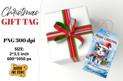 Christmas Gift Tags.Christmas Cat labels watercolor design Product Image 1