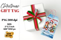 Christmas Gift Tags.Christmas Cat labels watercolor design Product Image 1