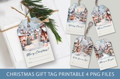 Christmas gift tag printable, christmas town gift tag Product Image 1