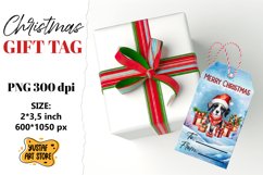 Christmas Gift Tags.Christmas Dog labels watercolor design Product Image 1