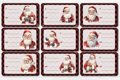 Christmas Gift Tag Stickers designs Christmas tag printable PNG with watercolor Santa. Cute stickers Design. The product contains 9 designs and 1 sticker sheet with 8 Christmas tags. 