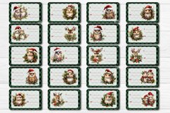 Christmas Gift Tag Stickers designs Christmas tag printable PNG with watercolor Santa, Owl, and Christmas Baby Animals. Cute stickers Design. The product contains 36 designs and 4 sticker sheets with 8 Christmas tags.