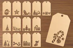 Christmas Gift Tags SVG, Laser Cut Holiday Tag Product Image 2