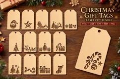 Christmas Gift Tags SVG, Laser Cut Holiday Tag Product Image 3