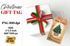 Christmas Gift Tag. Christmas tree watercolor design Product Image 1