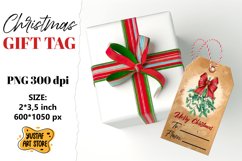 Vintage Christmas Gift Tag. Mistletoe illustration Product Image 1