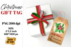 Vintage Christmas Gift Tag. Hand painted Watercolor Product Image 1
