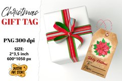 Vintage Christmas Gift Tag. Hand painted Watercolor Product Image 1