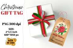 Vintage Christmas Gift Tag. Hand painted Watercolor Product Image 1