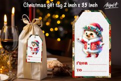 Christmas gift tag, Christmas animal images, cute hedgehog Product Image 2