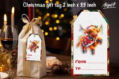 Christmas gift tags, highland cow PNG, Funny farm animals Product Image 2
