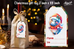 Christmas gift tags, funny Christmas animal hippopotamus PNG Product Image 2