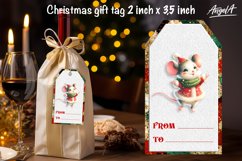Christmas gift tags, funny Christmas animal cute mouse PNG Product Image 2