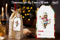 Christmas gift tags, funny Christmas animal cute monkey PNG Product Image 2