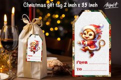 Christmas gift tags, funny Christmas animal baby monkey PNG Product Image 2