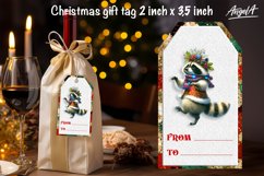 Christmas gift tags, funny Christmas animal raccoon PNG Product Image 2