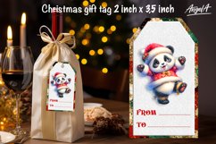Christmas gift tags, dancing Christmas cute panda bear PNG Product Image 2