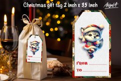 Christmas gift tags, dancing Christmas cute baby wolf PNG Product Image 2
