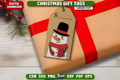 Christmas Gift Tag Laser Cut, Wooden Christmas Ornament Tag Product Image 1