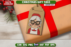 Christmas Gift Tag Laser Cut, Wooden Christmas Ornament Tag Product Image 1
