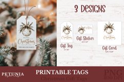 Printable Christmas gift tags and Christmas gift cards designs being used as personalized Christmas gift tags with names on Christmas gifts