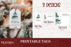 Printable Christmas gift tags and Christmas gift cards designs being used as personalized Christmas gift tags with names on Christmas gifts