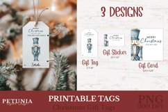 Printable Christmas gift tags and Christmas gift cards designs being used as personalized Christmas gift tags with names on Christmas gifts