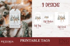 Printable Christmas gift tags and Christmas gift cards designs being used as personalized Christmas gift tags with names on Christmas gifts