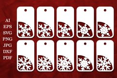 Paper Cut Gift Tags Template. Christmas Tags with Snowflakes Product Image 1