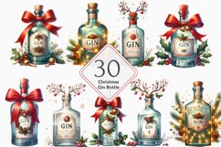 Christmas Gin Bottle clipart, Christmas Bottle bundle Product Image 1