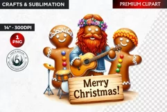Hippie Gingerbread Family clipart, Merry christmas clipart Product Image 1
