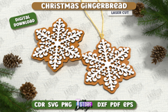 Christmas Gingerbread Snowflake Laser Cut Bundle, Ornament Product Image 3