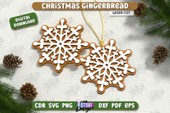 Christmas Gingerbread Snowflake Laser Cut Bundle, Ornament Product Image 4