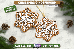 Christmas Gingerbread Snowflake Laser Cut Bundle, Ornament Product Image 6