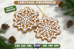 Christmas Gingerbread Snowflake Laser Cut Bundle, Ornament Product Image 10