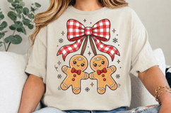 Christmas Gingerbread Cherries Png, Coquette Christmas Shirt Product Image 3