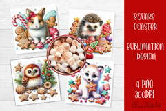 Christmas animal and cookies Sublimation Coaster Design Product Image 1