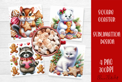 Christmas animal and cookies Sublimation Coaster Design Product Image 1