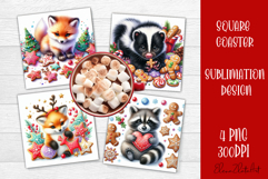Christmas animal and cookies Sublimation Coaster Design Product Image 1
