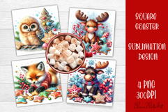 Christmas animal and cookies Sublimation Coaster Design Product Image 1