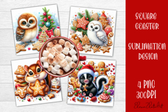 Christmas animal and cookies Sublimation Coaster Design Product Image 1
