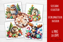 Christmas animal and cookies Sublimation Coaster Design Product Image 1