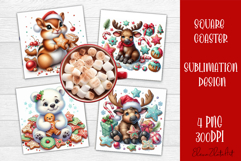 Christmas animal and cookies Sublimation Coaster Design Product Image 1