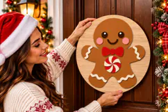 Christmas Gingerbread Door Hanger SVG, Laser Cut Wood Product Image 2