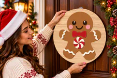 Christmas Gingerbread Door Hanger SVG, Laser Cut Wood Product Image 3